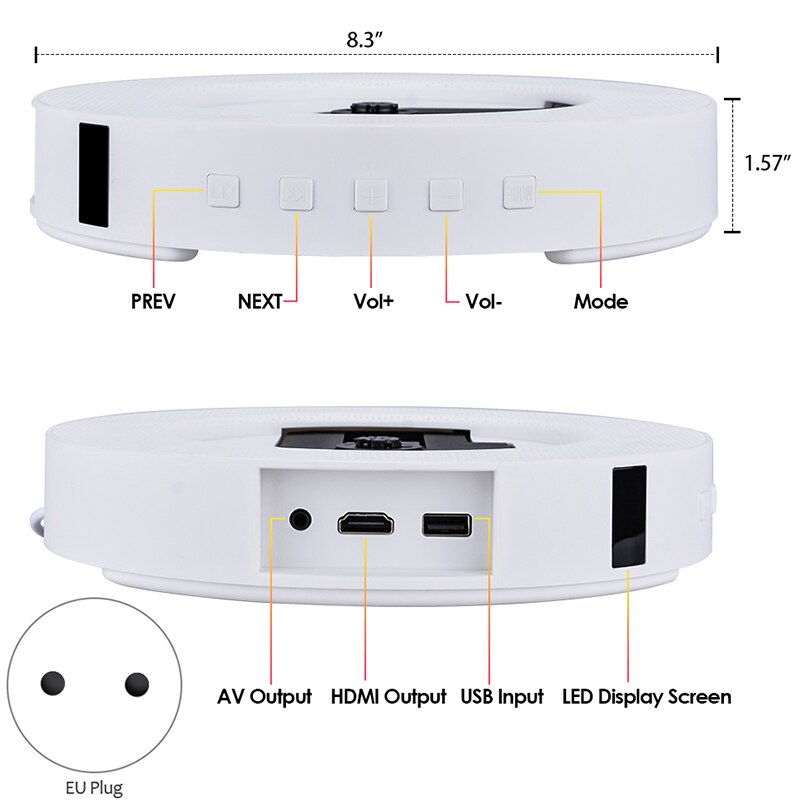 Reproductor de DVD portátil de pared con Bluetooth, altavoz de alta fidelidad con pantalla LED USB o Radio FM con Control remoto incorporado en enchufe de la UE