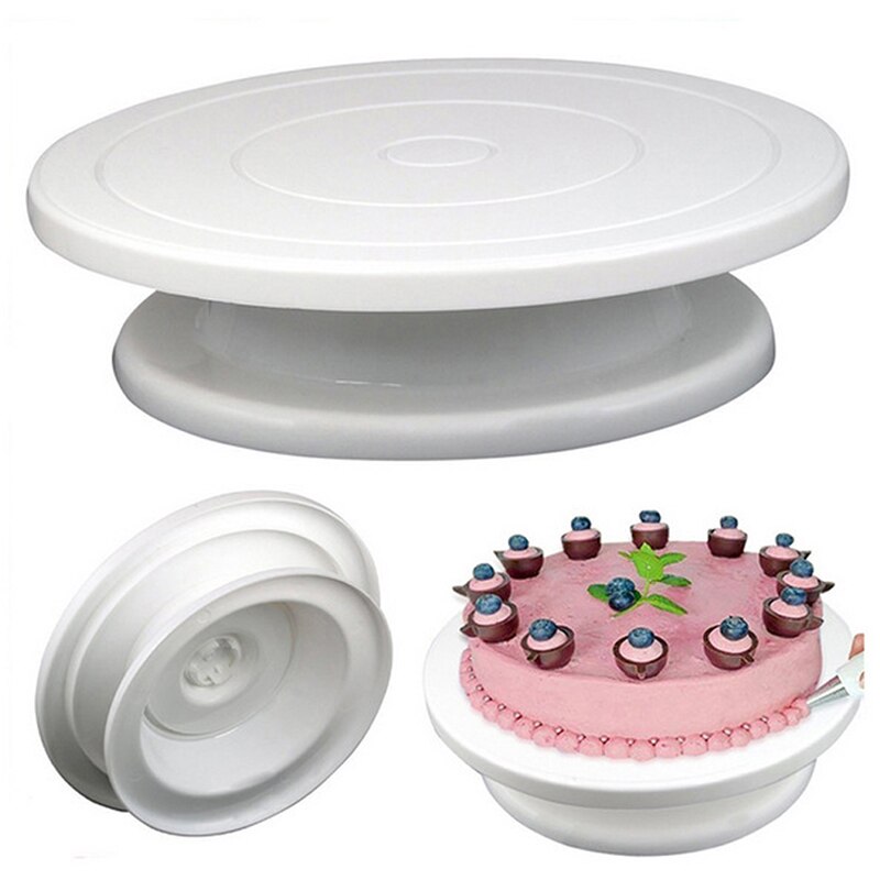 Prato giratório para bolo, plástico, antiderrapante, redondo, ferramenta para decoração de bolos, placa de mesa rotativa, 1 peça