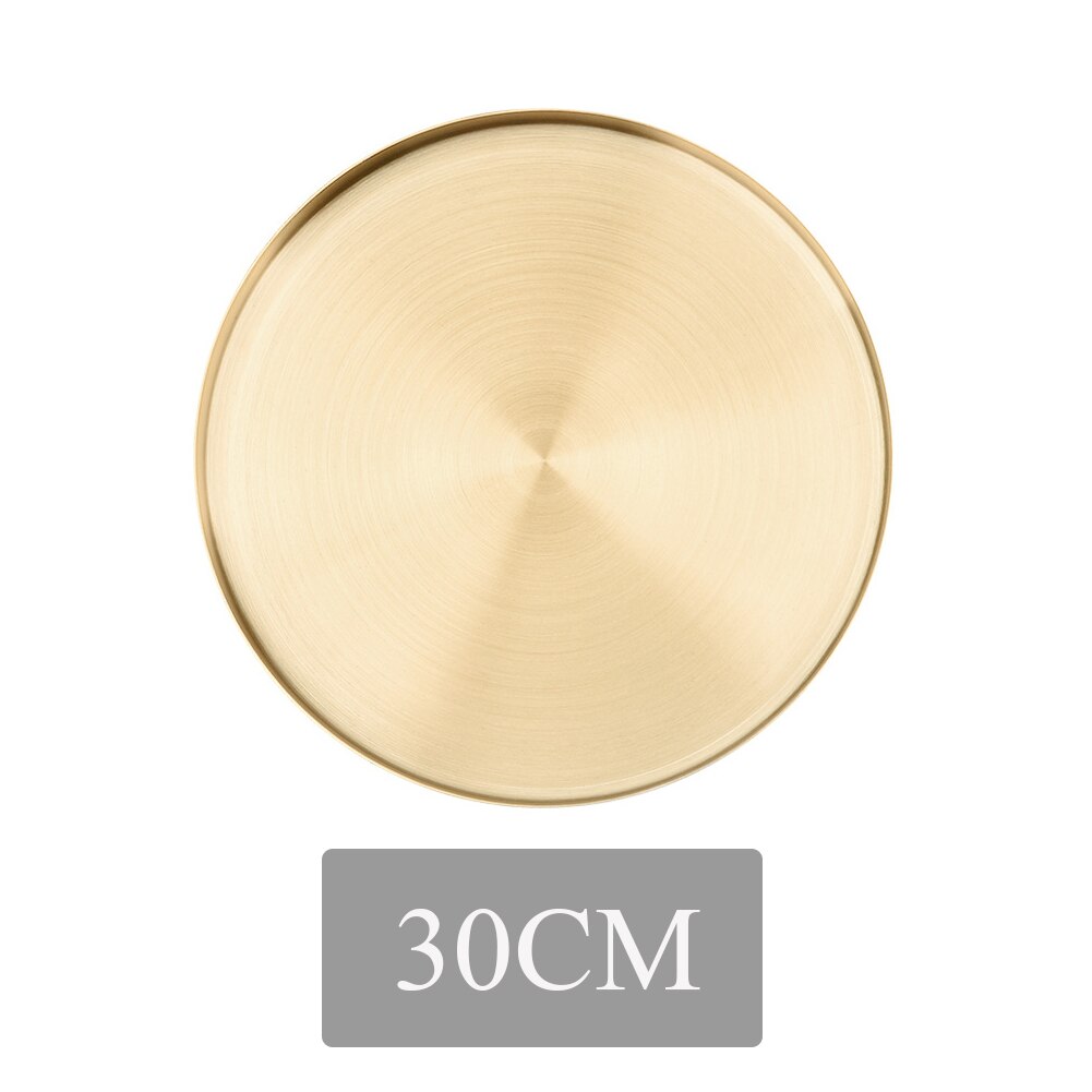 Exquisite Home Gold Kitchen Space Saving Round Shape Jewelry Display Decorative Storage Tray Desktop Stainless Steel Bathroom: L
