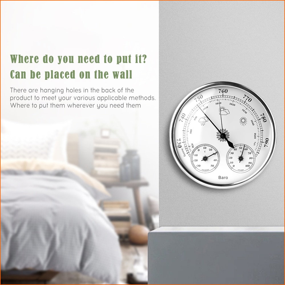 RZ Wall Mounted Thermometer Hygrometer Digital Household High Accuracy Pressure Gauge Air Weather Instrument Barometer