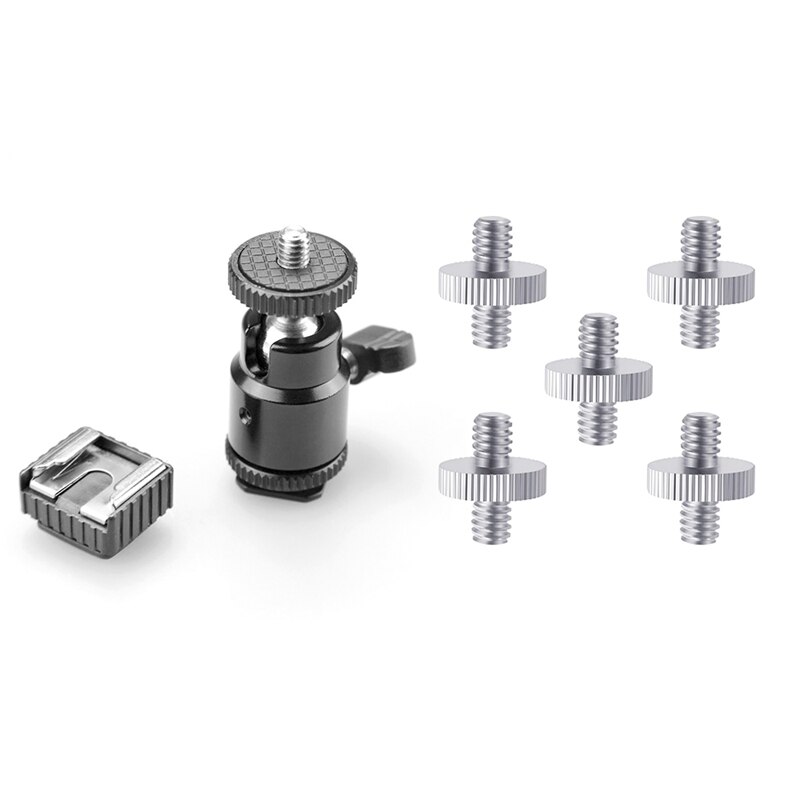 5 Pieces Metal Threaded Screw Adapter Tripod Screw Converter & 1x Lcd Monitor Adapter with Shoe Cold Shoe Base