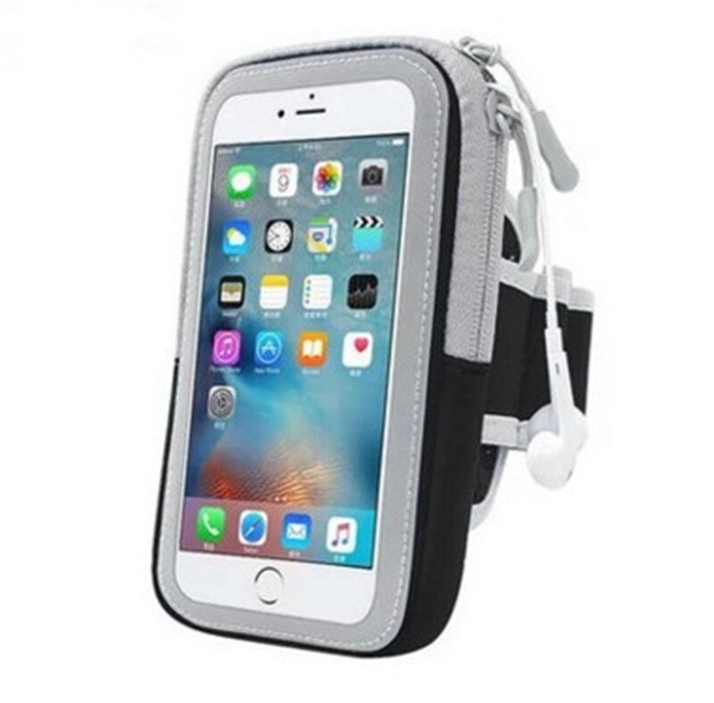 Funda con soporte de móvil para correr, brazalete deportivo con Sensor táctil, para iPhone, Samsung, Xiaomi, HTC: Black