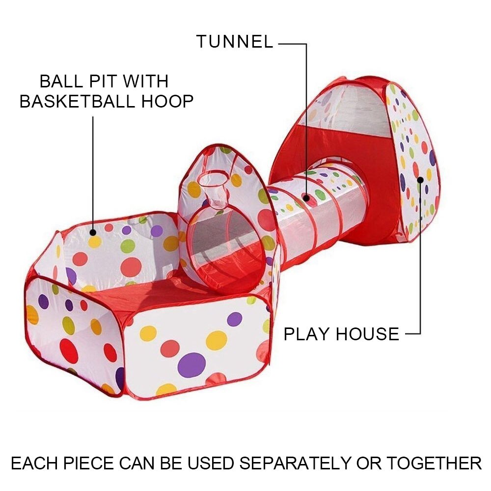 3-In-1 Kinderen Spelen Huis Buiten Pop Up Tent Met Een Tunnel Grote Bal Pit Kinderen Spelen huis Opvouwbaar Opvouwbare Baby Speelgoed Tenten