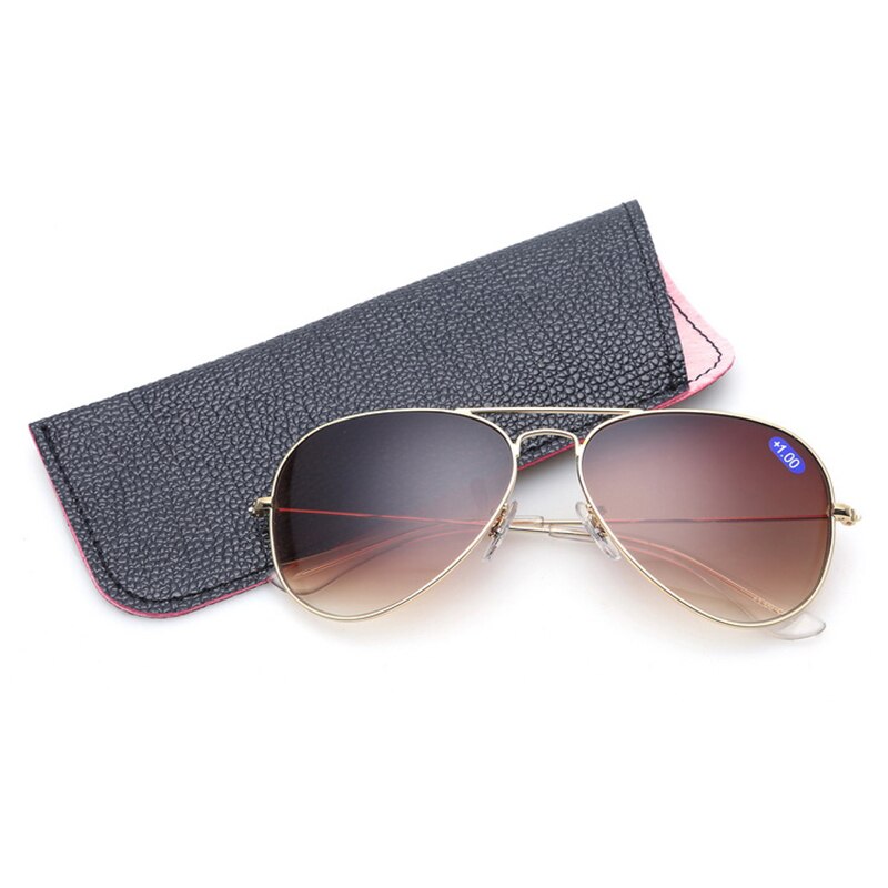 Unisex Pilot Bifocal Reading Glasses magnifier Women Men Look Near Far Gradient Lens Presbyopic Goggle Sunglasses Send Case L3