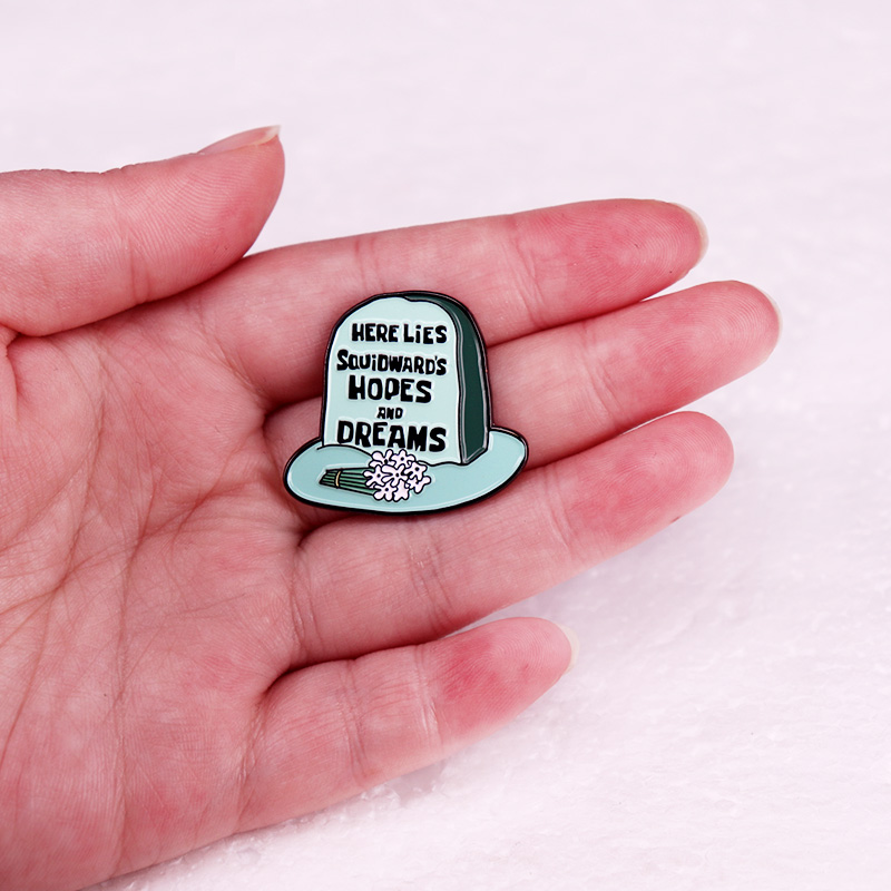 Here Lies Squidward's Hopes and Dreams Enamel Pin Brooch Jewelry Backpack Decorate