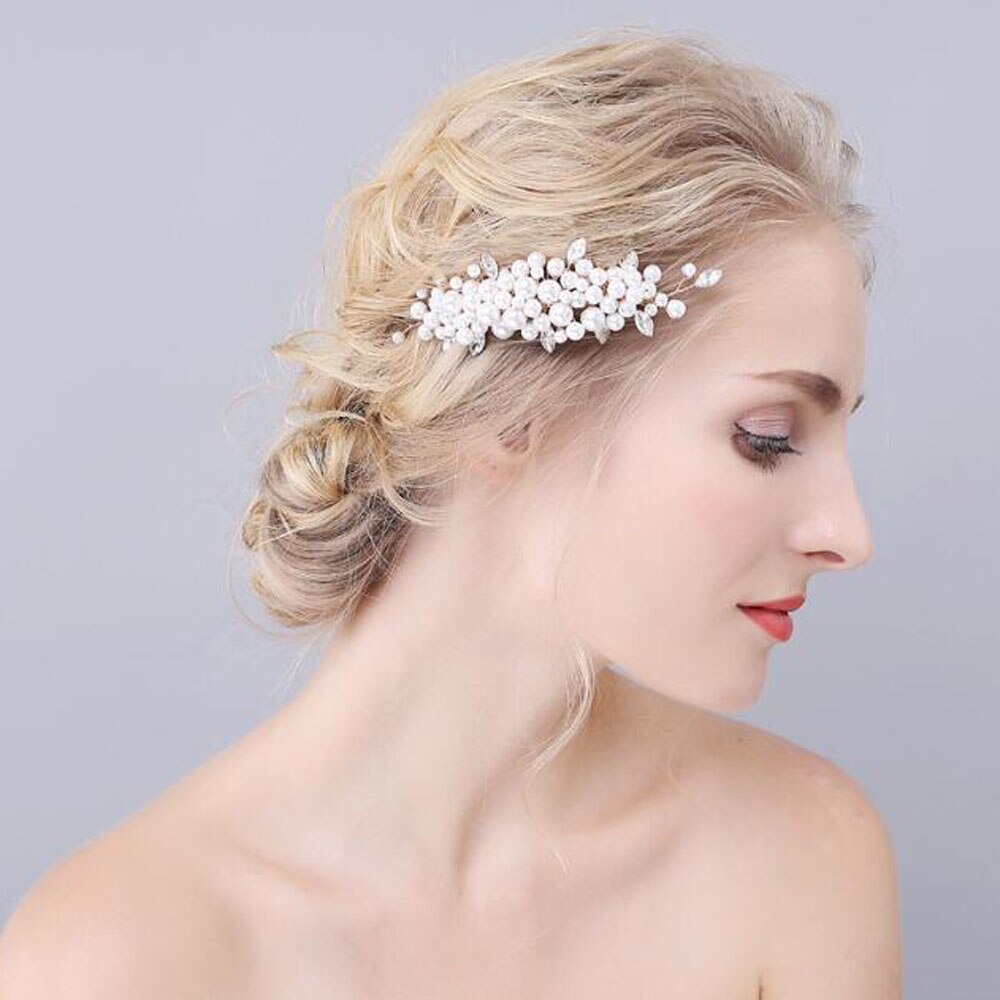 Gold Wedding Hair Comb Rhinestone Hair Clip-Flower Hair Comb Handmade Bridal Hair Accessories for Bridal and Bridesmaid