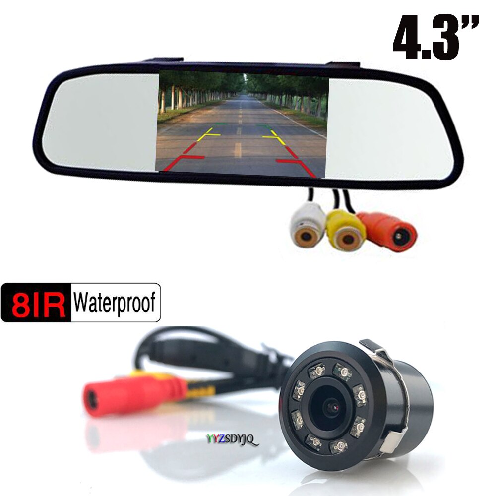 Cámara de marcha atrás inalámbrica para aparcamiento de coche, Monitor LCD de espejo de 4,3 pulgadas, luces IR de 800x480, cámara de visión trasera para camión: Wire Kit