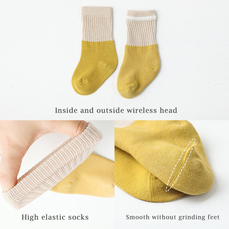 4 Pairs/Lot Baby Socks Solid Color Soft Cotton Winter Autumn Thick Socks For Boy Girl Newborn Toddler Ankle Long Kids Socks