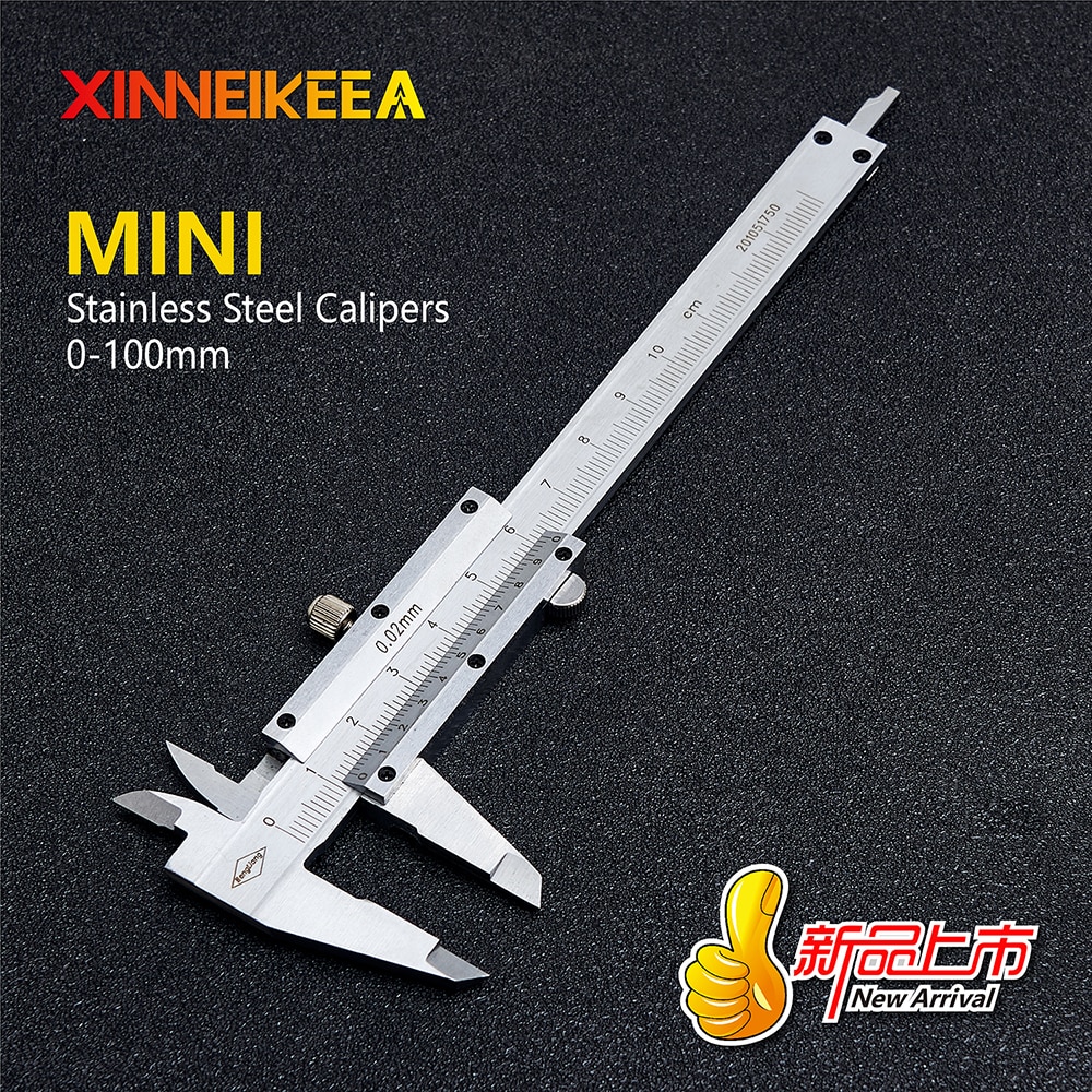 Mini Type Stainless Steel Vernier Caliper Measuring Range 0-100mm Accuracy 0.02mm Small Metric Measuring Tool Vernier Caliper