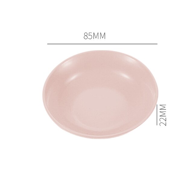 Wheat Straw Seasoning Sauce Dish Small Dip Bowl Butter Sushi Plate Vinegar Soy Saucer For Kitchen Supplies Tableware For Serving: Pink