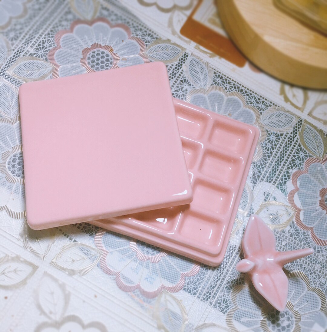 Keramische Palet 12 Goed Met Deksel Aquarel Palet Porselein Keramische Verf Palet Palet Verf Lade: pink12Well With lid