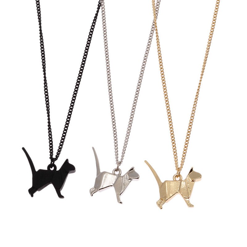 Dier ketting geometrie stereo origami De vos kat pegasus konijn mode korte ketting Sleutelbeen keten