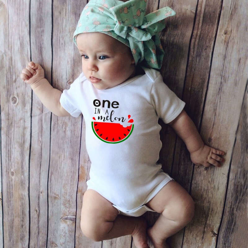 Baby Rompertjes Baby Meisjes Jongens Baby Korte Mouw Jumpsuit Een In EEN Meloen Afdrukken Zomer Romper Pasgeboren Kleding