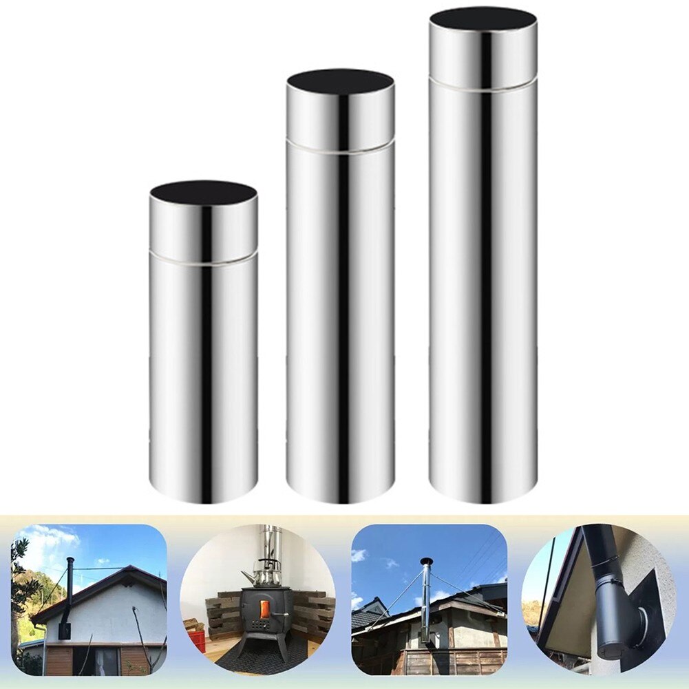 Stainless Steel Stove Exhaust Pipe Smoke Pipe Heating Stove Pipe Chimney Flue Liner Rigid Multi Fuel 20-40cm Chimney Outdoor