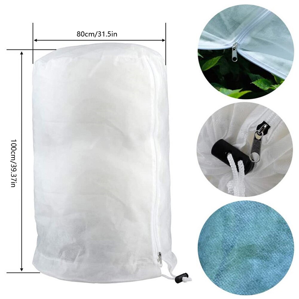Winter Plant Frost Protection Cover 3D Round Garden Plant Antifreeze Warming Bag Fleece Jacket with Drawstring for Flowers Shrub