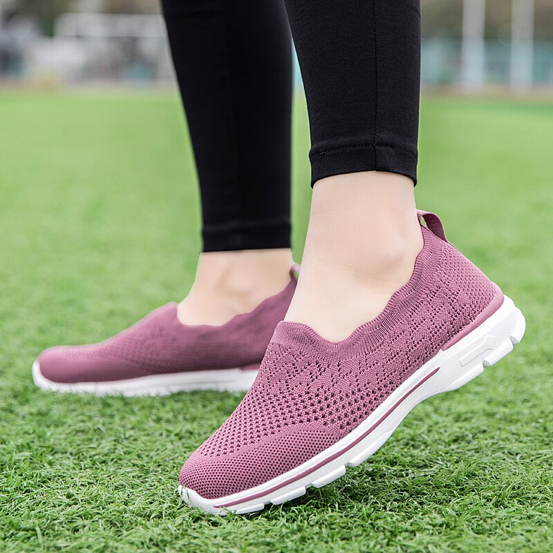 Breathable Summer Walking Shoes Women's Lightweight Sneakers Comfortable Street Jogging Shoes Mesh Running Flat Sneakers Female