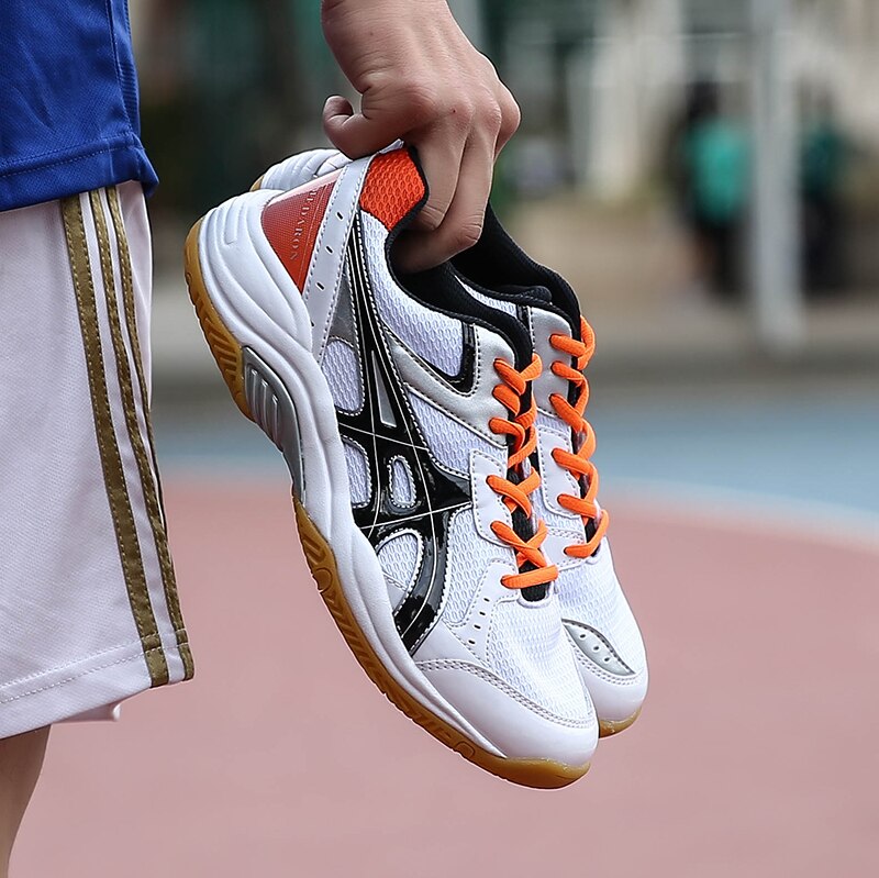 Mens Volleyball Shoes Breathable Volleyball Sneakers Men Light Weight Badminton Shoes Orange Blue Tennis Sneakers