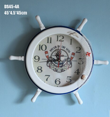 Nautical Wood Wall clock Mediterranean style Wall clock Antique old helmsman Wooden handicraft ornaments Digital pendulum clock: 1