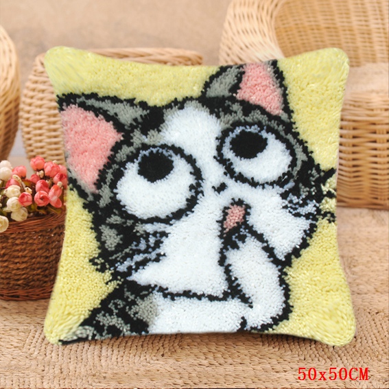 Foamiran-oreiller brodé chat | Pour le Kit de travail, knooppakket kussen smyarthop kussen pakket, boutons de coussin