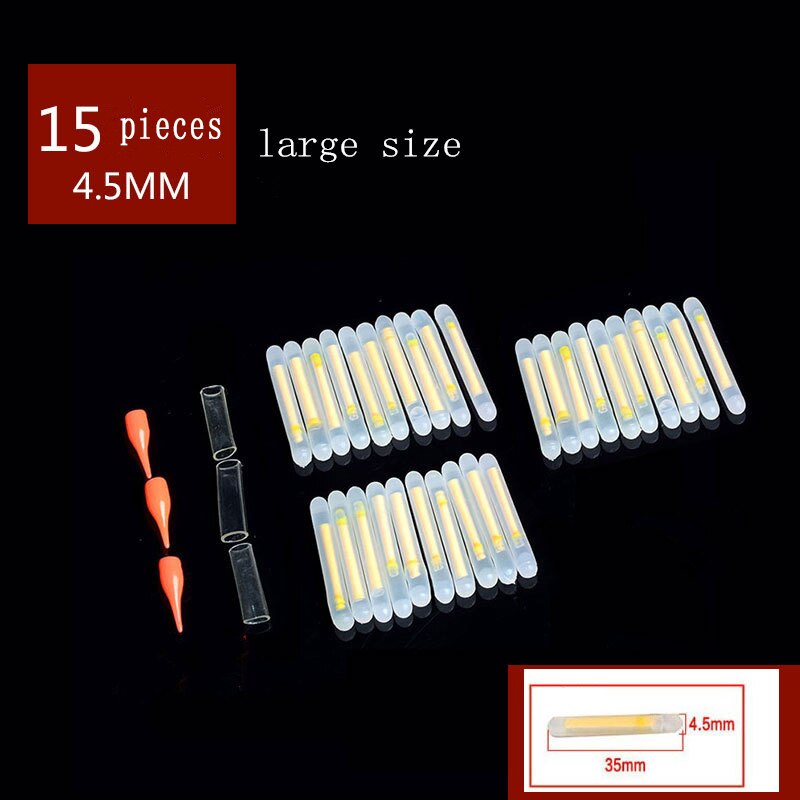 15 Uds diámetro 4,5mm palo de luz 20 piezas Uds diámetro 3mm lightstick caja luz química brillante químico, pesca luz flotadores luminosos