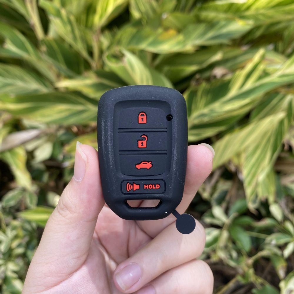 For Honda Accord CIVIC CRV Jazz HR-V HRV 4 Button Silicone Car Key Case Set Protctor Skin Shell Rubber Holder Keychain: black