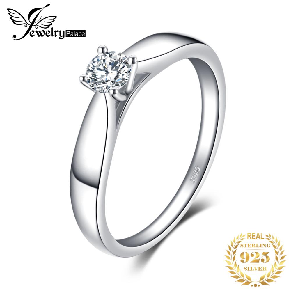 Jewelrypalace cz solitaire anel de noivado 925 anéis de prata esterlina para as mulheres anel de aniversário anéis de casamento prata 925 jóias