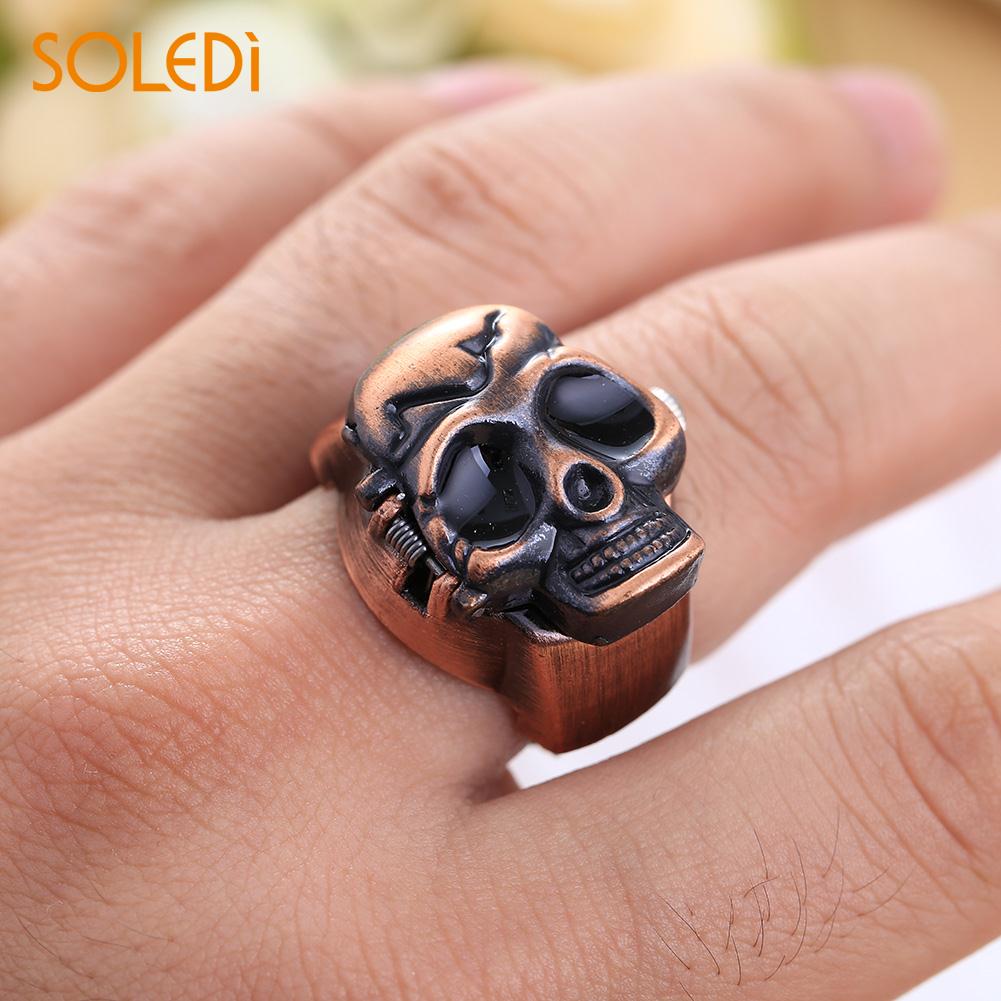 Finger Skull Ring Watch Vintage Clamshell Watch Pirate Skull Woman Man