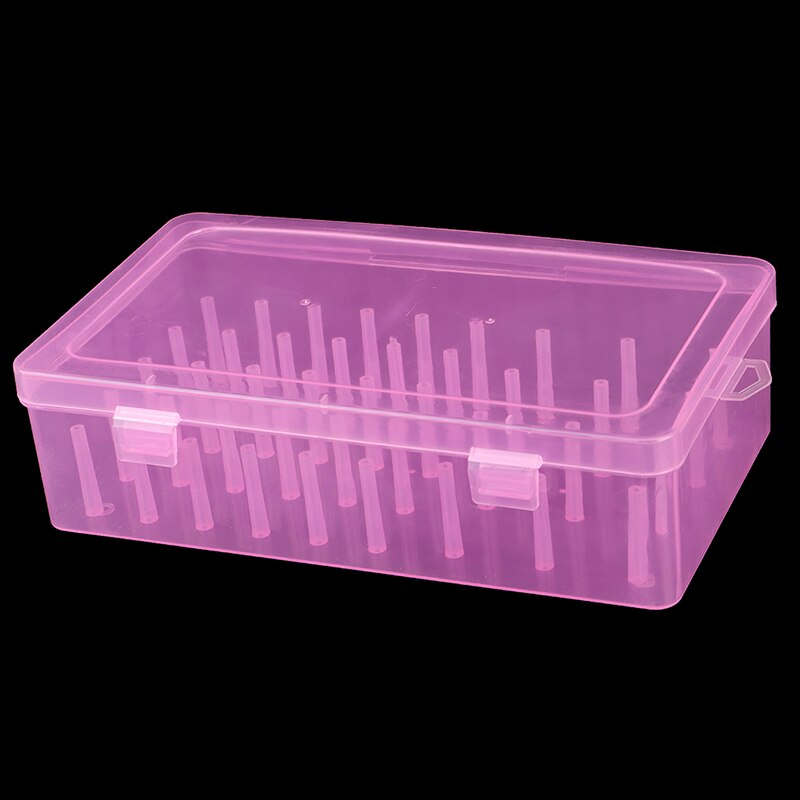 42 Axis Sewing Threads Box Transparent Needle Wire Storage Organizer Containers: Pink