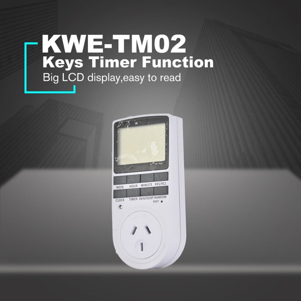 KWE-TM02 Electronic Digital Timer Switch Plug Kitchen Timer Outlet 230V 50HZ 7 Day 12/24 Hour Programmable Timing Socket