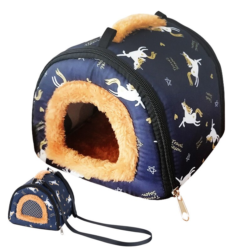 Small Pet Carry Pouch Breathable Bag Carrier Rabbit House Cage Hamster Chinchilla Portable Travel Warm Cute Guinea Pig Bed: Royal Blue / S (18x18x15)cm