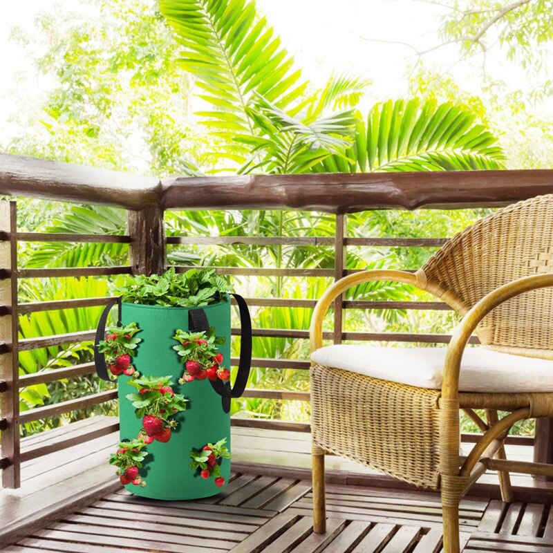 Sacchetti per piantare tessuti in feltro vaso per coltivazione di fragole vasi da giardino verticali borse da giardino sospese con tasche per visualizzazione 13 fori