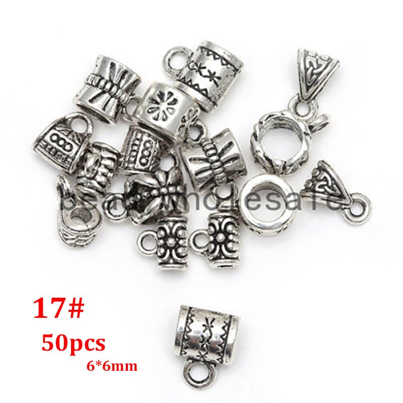 19 stili Misti Vintage Tibetano Perline In Argento per Monili Che Fanno Del Braccialetto FAI DA TE Catenacci Ganci Pendente Pendenti E Ciondoli: 17