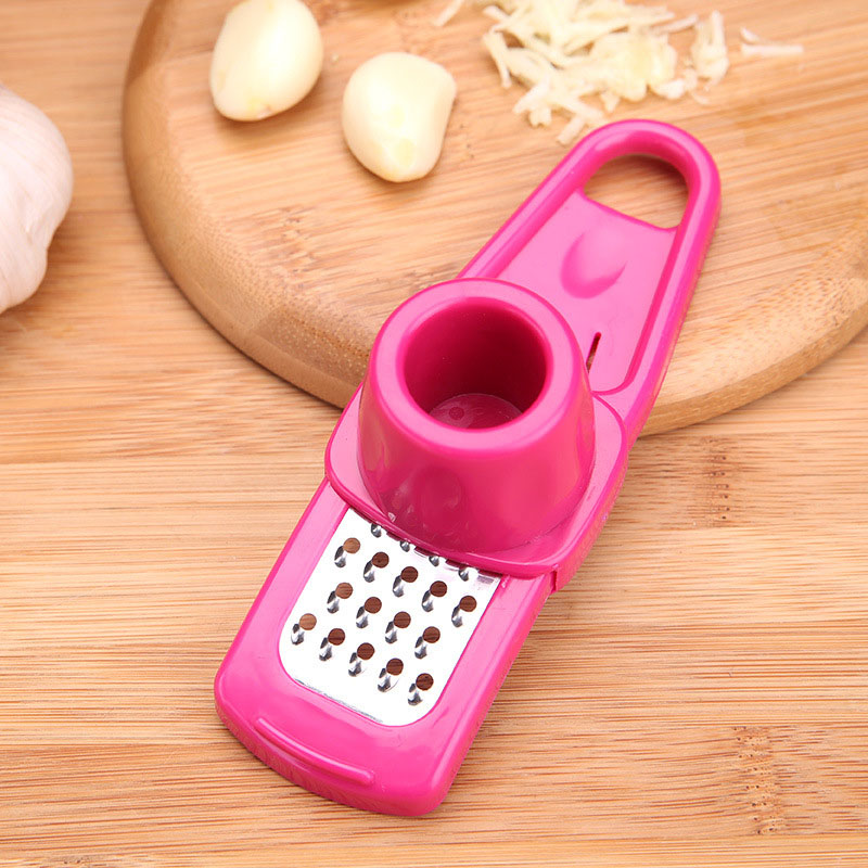 1Pc Knoblauch Presse Kunststoff Edelstahl Manuelle Knoblauch Presser Brecher Ingwer Cutter Schleifen Werkzeug Küche Kochen Werkzeuge: Rose rot (1Pc)