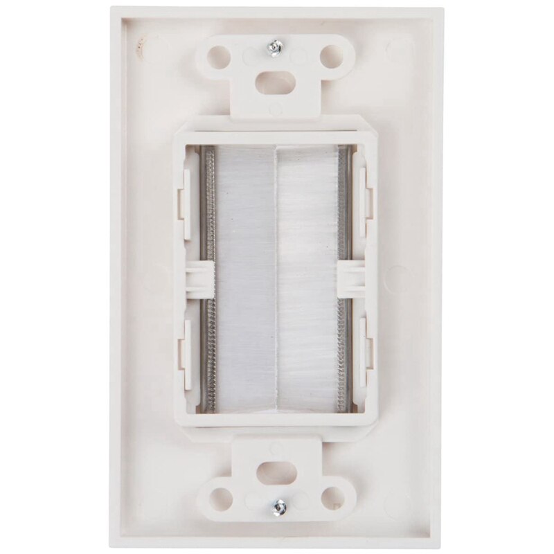 Placa de pared de cepillo, estilo Decora, Cable de paso a través de inserto para cables, correa de acceso de Cable de banda única, enchufe de pared