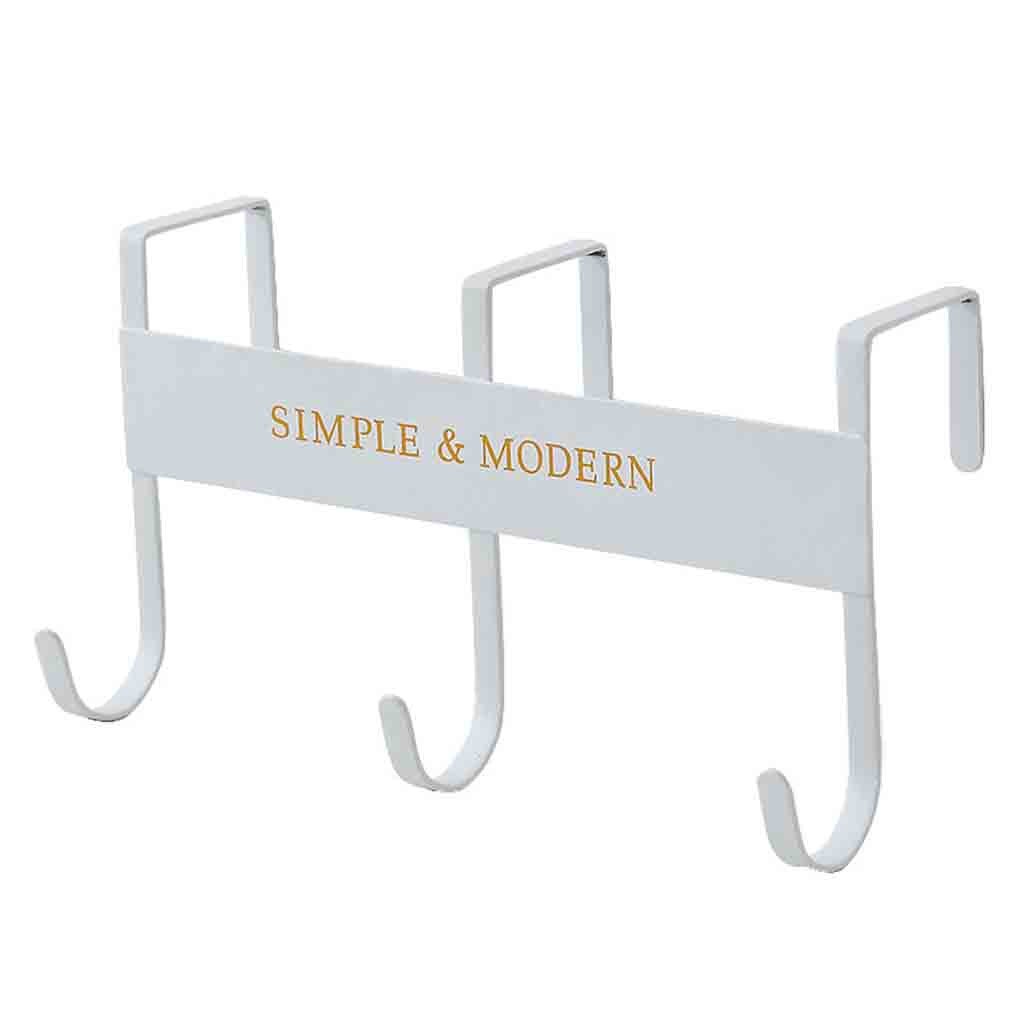kichen organizer Over-The-Door Hook Rack Metal Hooks Hanger Storage Holder Hanging Coat Hat home decoration accessories: White 