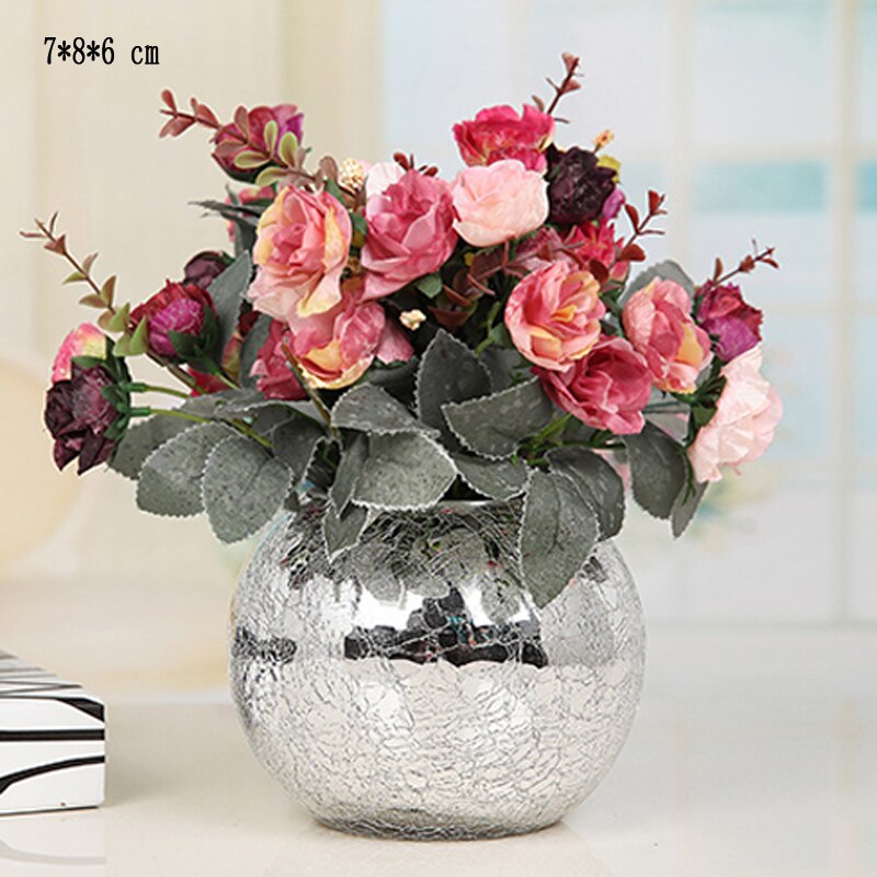 Blomstervase nordisk dekorasjon hjemme skrivebord glassvase til bryllup dekorasjon hydroponiske blomster potte delikate gulvvaser zzy 052: 10 runder sølv