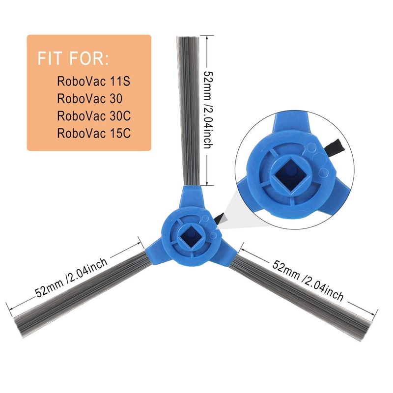 Kit di accessori per aspirapolvere Eufy RoboVac 11S, RoboVac 30, RoboVac 30C e RoboVac 15C: include 1 spazzola principale, 6 spazzole laterali, 6 filtri HEPA e uno strumento di pulizia gratuito