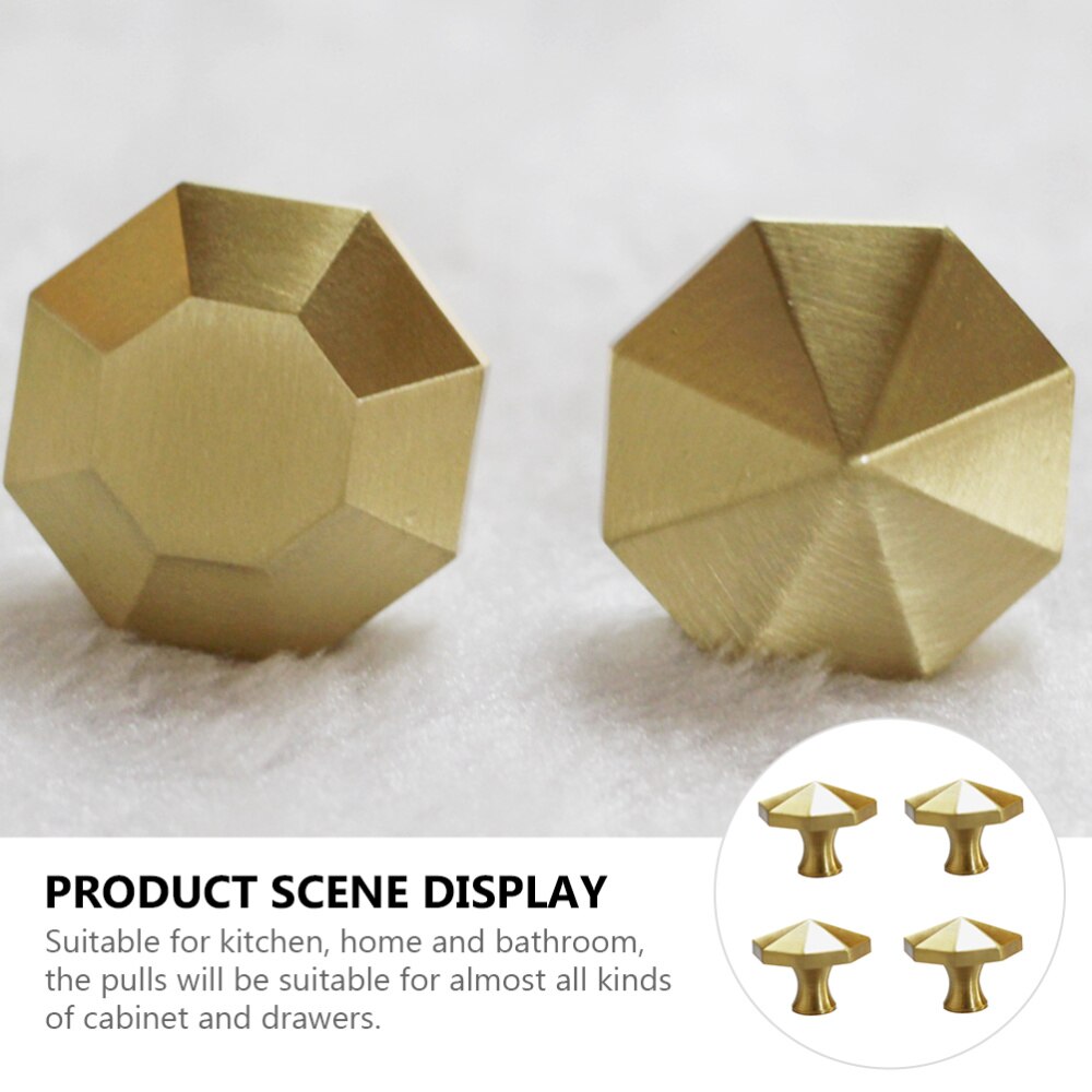 4 Stks/set Messing Garderobe Grip Kast Deurklink Achthoekige Lade Knop