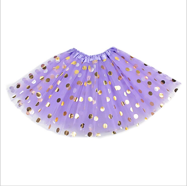 Kinderkleding Vergulde Meisjes Rok Pailletten Goud Dot Tutu Photo props Baljurk Geplooide Leuke Mesh Mooie: Paars