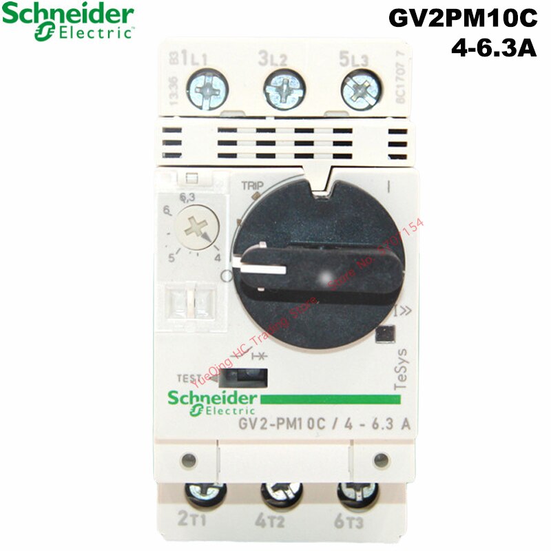 Schneider-interruptor de circuito magnético GV2PM10C 4-6.3A, Motor térmico, perilla GV2-PM10C GV2ME 10C 3P, ajuste de interruptor de protección: GV2PM10C