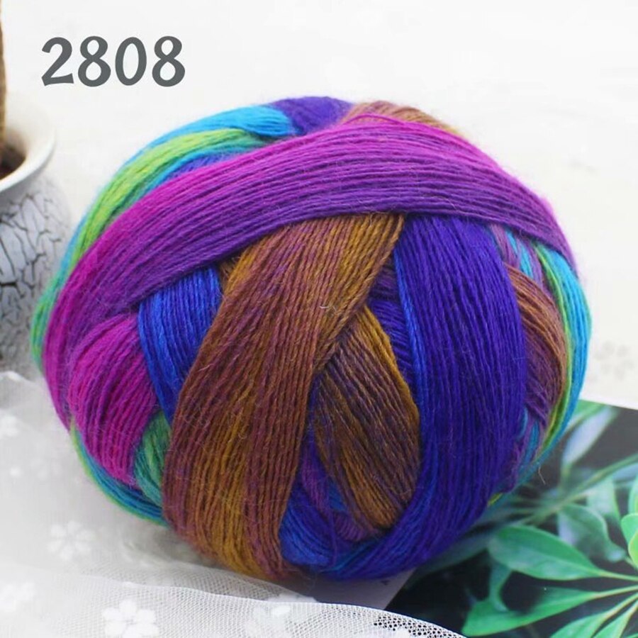 Long Dyed Magic Yarn Ball 800 meters Wool Rainbow Thread for Hand Knitting Shawl Scarf Gradient Crochet Yarn: 2808