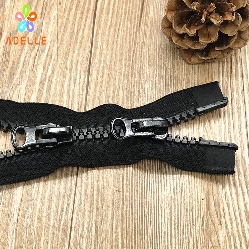 2 pieces NO.8 Plastic resin Zipper 100-600cm Black color/Open end/Double slider/Chunk teeth long zip for bag tent