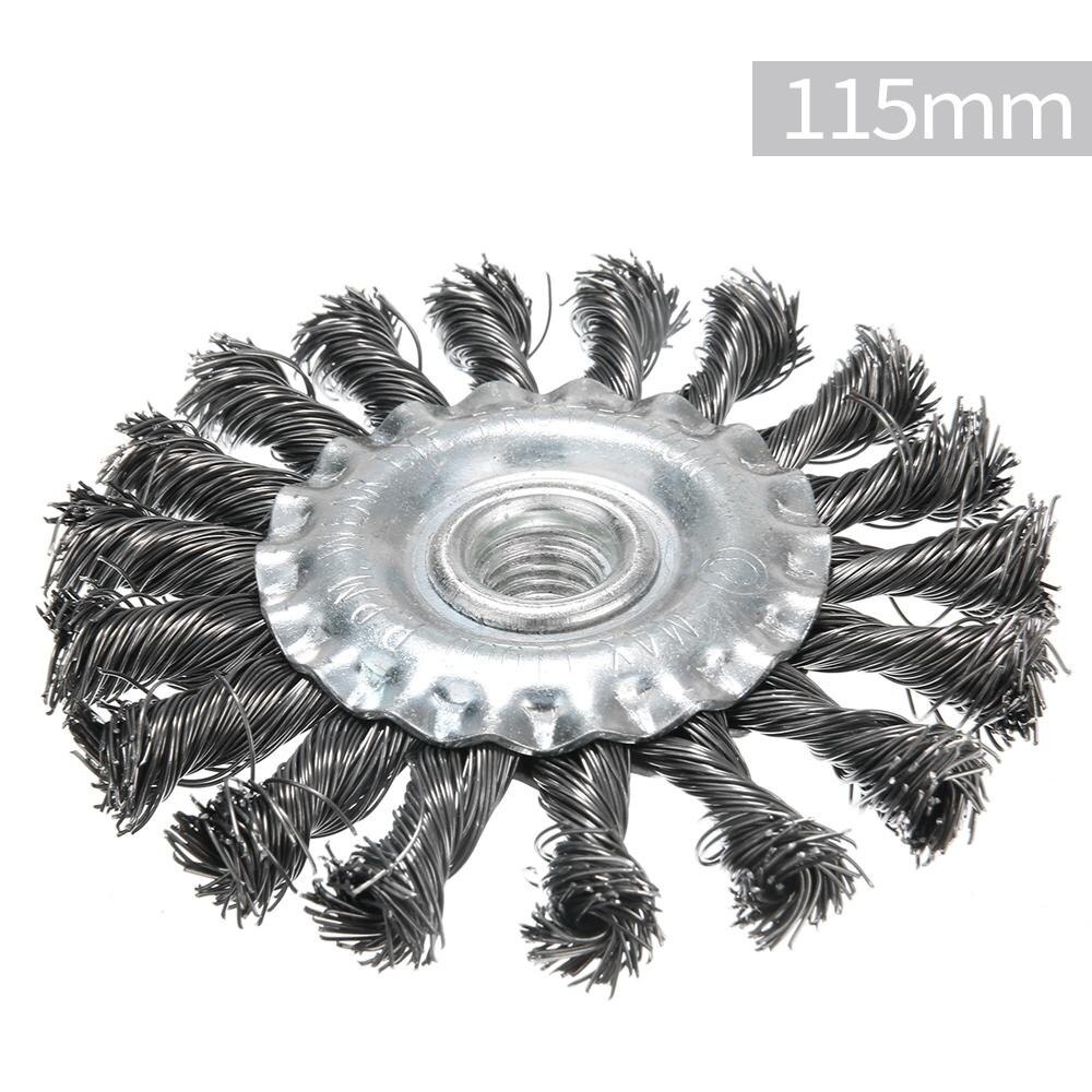 Knotted Bench Steel Wire Brush Deburring Derusting Angle Grinder Cleaner Accessories Rust Removal Wheel Metal Disc Brush: 115MM