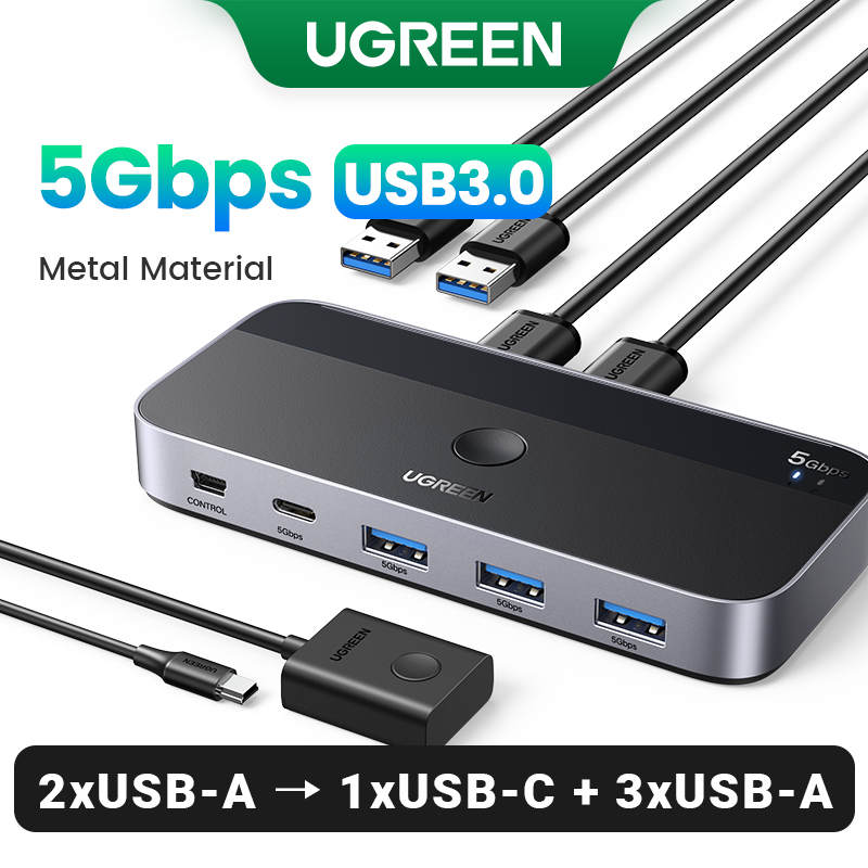 Ugreen usb kvm-switch usb 3.0- switch kvm-switch för pc tangentbord mus skrivare 2 st delning 4 enheter usb-switch: Default Title