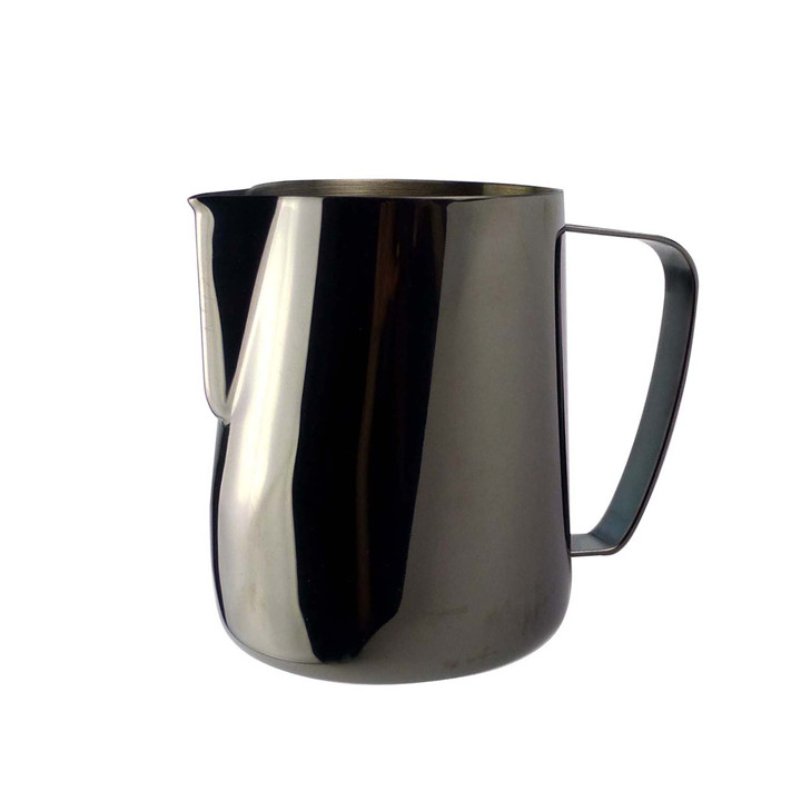Stainless Steel Frothing Pitcher Pull Flower Cup Coffee Milk Frother Latte Art Milk Foam Tool Coffeware Milk Frothing Jug: Black / 350ml