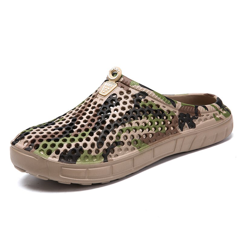 Crocse crocks män pool sandaler sommar utomhus cholastrand skor män slip on trädgård träskor fritidsvatten dusch literide: Brun / 40