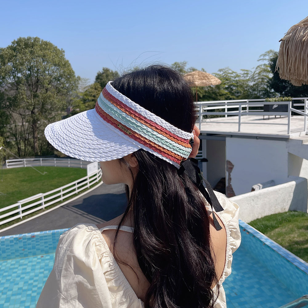 RAFFIA Summer lady Empty Top Sun Visor Hat Beach hat Summer hats straw Wide Brim Sun Caps UV Protection Hat For Men And Women
