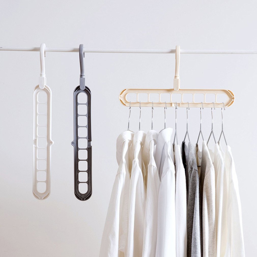 Rotating Nine-Hole Hanger Multi-Function Multi-Layer Folding Magic Hanger Wardrobe Storage Plastic Rack