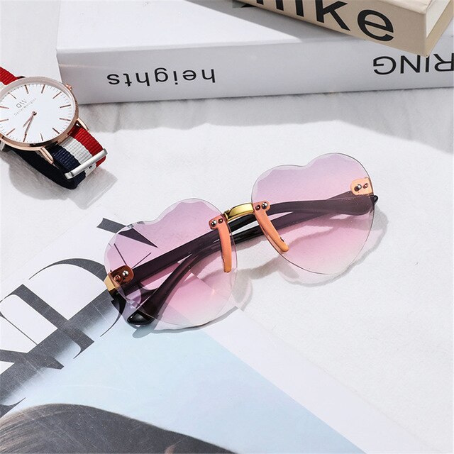 Gafas de sol polarizadas con marco de Metal para niños y niñas, marco de Metal infantiles con lentes de sol, con protección Uv400, para playa y verano: Pink-Love