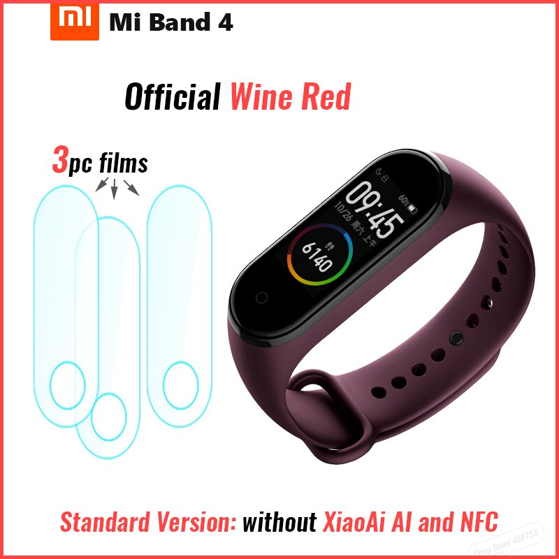 Originele Xiaomi Mi Band 4 Smart Band 4 Polsband Fitness Armband Music Control Armband Bluetooth 5 Amoled Kleur Touch Screen: Official wine red